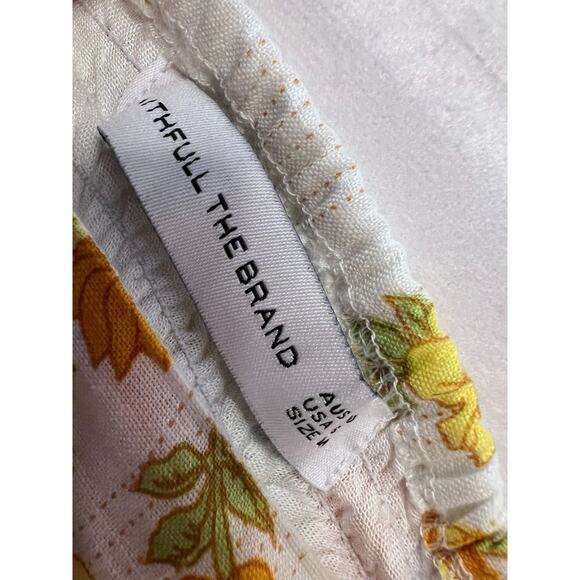 Faithfull The Brand Size MED Maxi Dres White Floral Print Smocked Back Boho - Picture 4 of 6